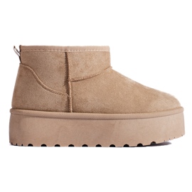 Krótkie beżowe śniegowce na platformie Shelovet beżowy