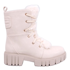 Botki sznurowane z futerkiem Melvin Beige beżowy