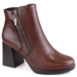 Botki na słupku ocieplane Sergio Leone W SK425B brązowe