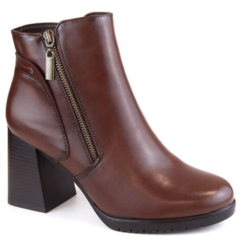 Botki na słupku ocieplane Sergio Leone W SK425B brązowe