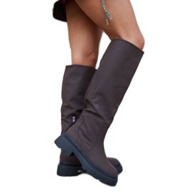 Brązowe matowe klasyczne kozaki Edwards