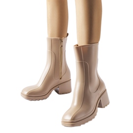 Beżowe zapinane kalosze na klocku Maggiore beżowy