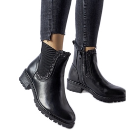 Czarne botki zdobione brokatem Emidio