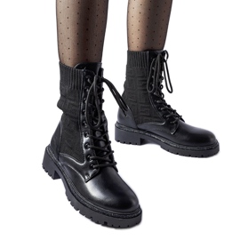 Czarne skarpetkowe botki z cyrkoniami Emanuele