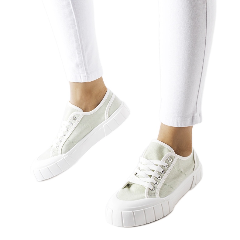 Zielone tenisówki na grubej platformie Egidio