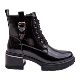 S.Barski Damskie Lakierowane Botki D&A MR870-97 Czarne