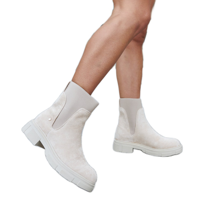 Inna Beżowe wsuwane botki Adalrico beżowy