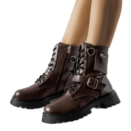 Brązowe ocieplane workery z saszetką Manzoni