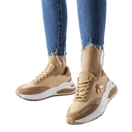 Brązowo-białe sneakersy z ozdobna nitką Acciano brązowe