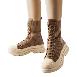 Brązowe skarpetowe workery gruba podeszwa Vitto