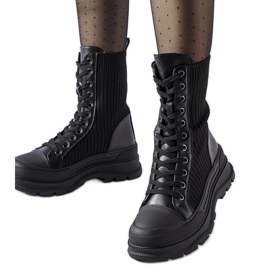 Czarne skarpetowe workery gruba podeszwa Vitto