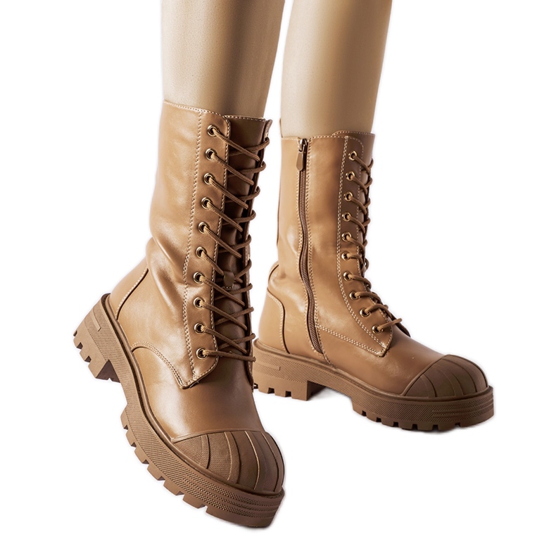 Brązowe ocieplane workery damskie Cardinale