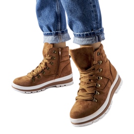 Karmelowe ocieplane buty trekkingowe Mazara brązowe
