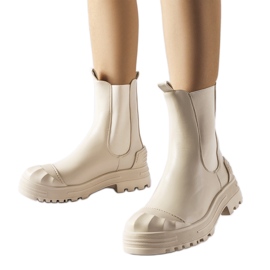 Beżowe ocieplane masywne botki Albanese beżowy