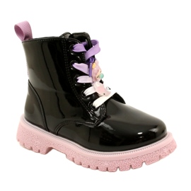 Botki Lakierowane Ze Spinkami Ozdobnymi Miss 23DZ23-6582 czarne