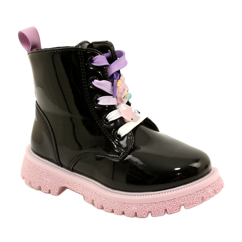 Botki Lakierowane Ze Spinkami Ozdobnymi Miss 23DZ23-6582 czarne