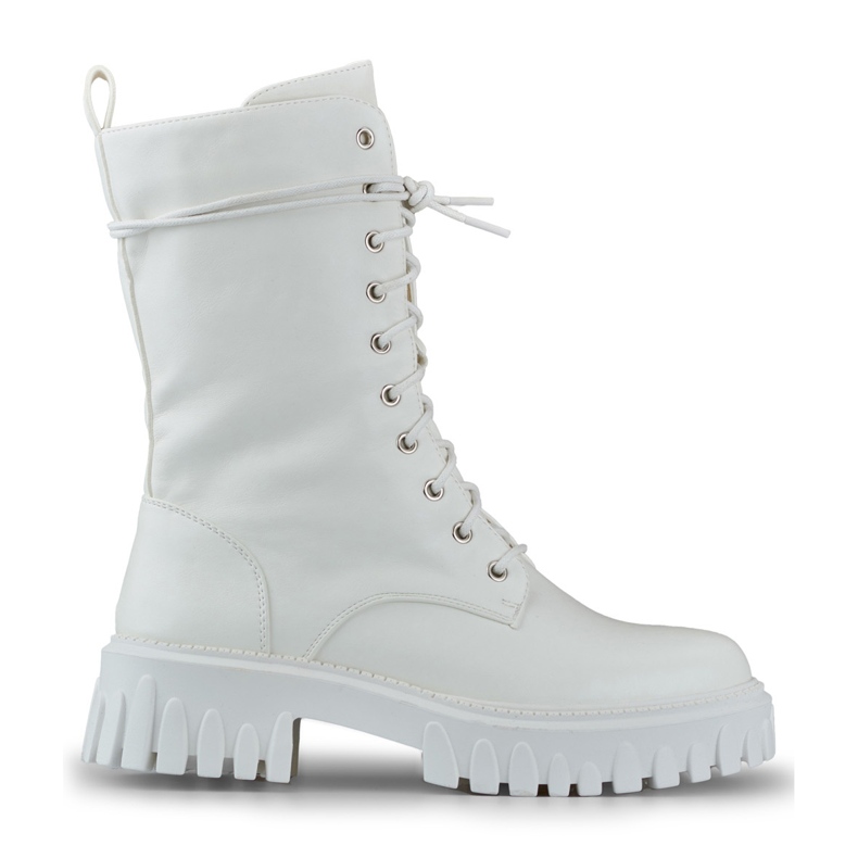 Białe workery damskie z odpinaną ozdobą