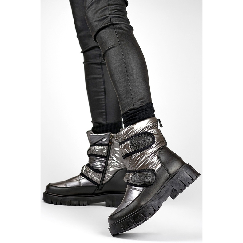 Ciepłe śniegowce damskie na rzep Laila czarne