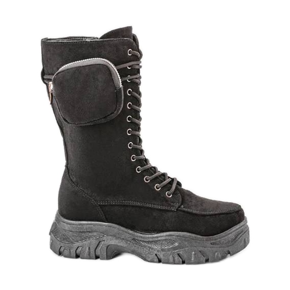 Czarne workery z kieszonką Vera