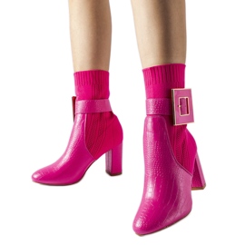 Różowe skarpetkowe botki zwierzęcy wzór Enrice