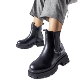 Czarne ocieplane klasyczne botki Olmedo