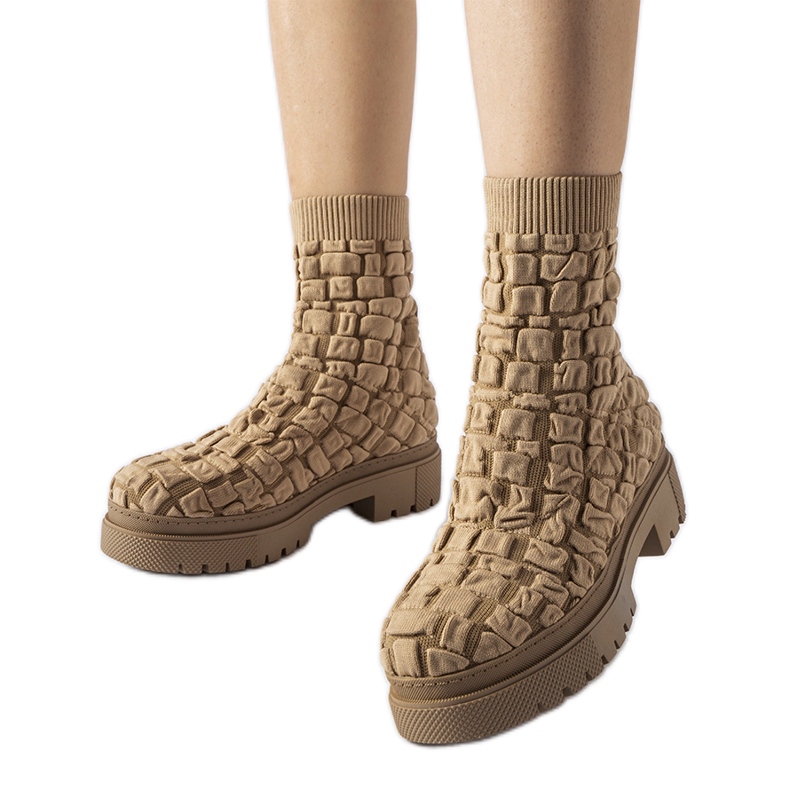 Brązowe botki ze skarpetkową cholewką Arlington