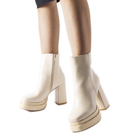 Beżowe botki na wysokim słupku Ashwood beżowy