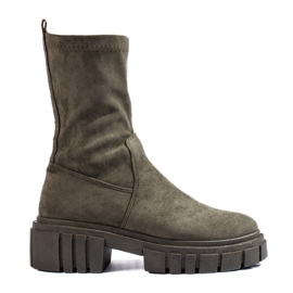 Ciemnozielone botki zamszowe damskie Shelovet