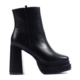 Czarne botki na wysokim obcasie Shelovet