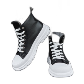 Czarne trampki na wysokiej platformie Jose