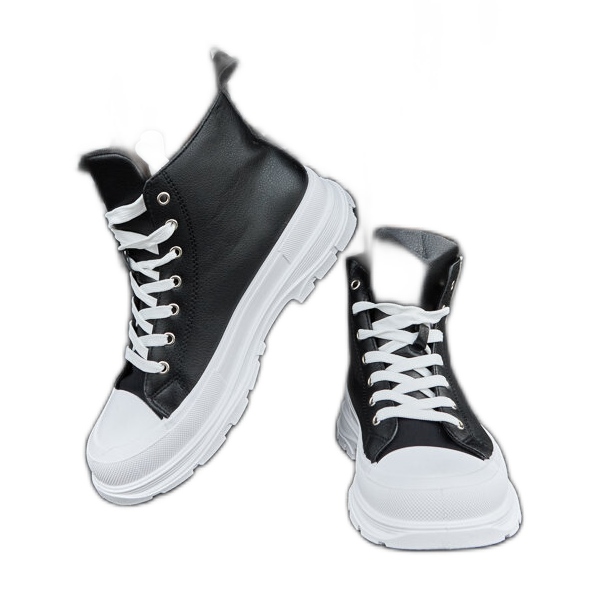 Czarne trampki na wysokiej platformie Jose