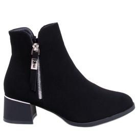 Botki na niskim obcasie Leines Black czarne