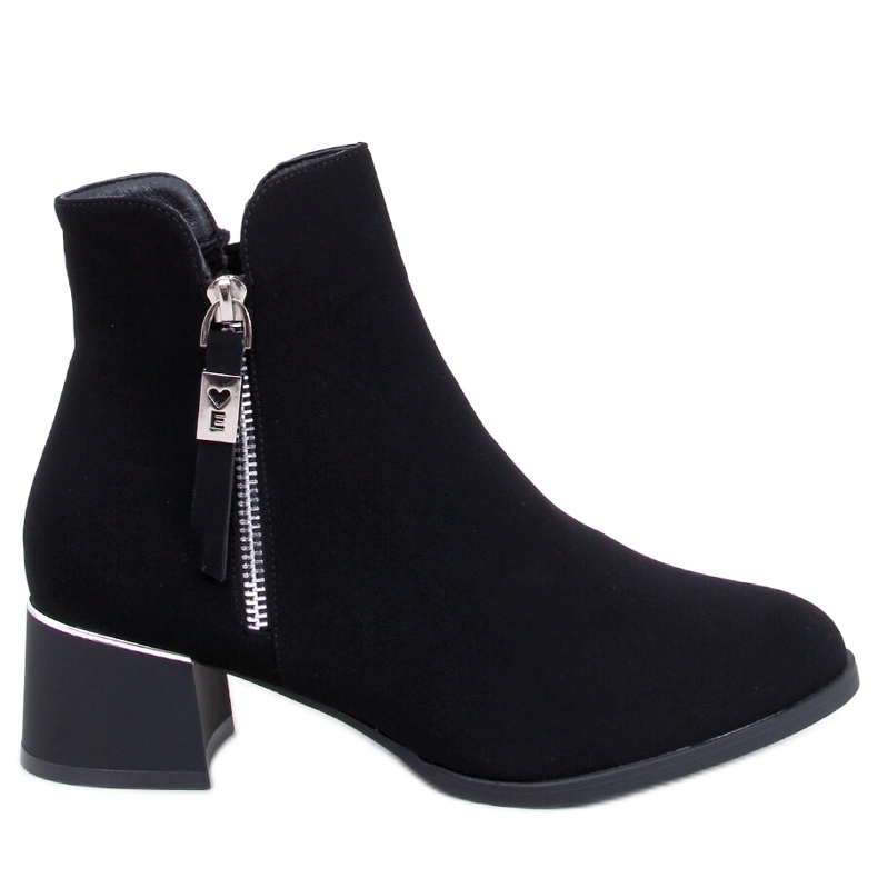 Botki na niskim obcasie Leines Black czarne