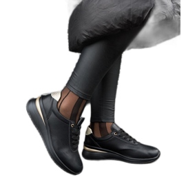 Czarne skórzane sneakersy na koturnie Federico