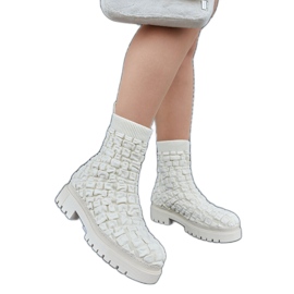 Beżowe botki ze skarpetkową cholewką Arlington beżowy