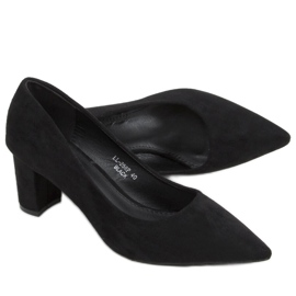 Czółenka na słupku Durga Black czarne