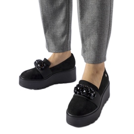 Czarne półbuty na platformie Edma