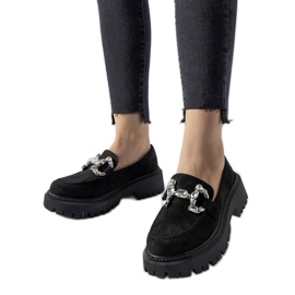 Czarne mokasyny z cyrkoniami Crescenzo