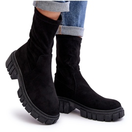 Wsuwane Botki Workery Na Płaskim Obcasie Czarne Divella