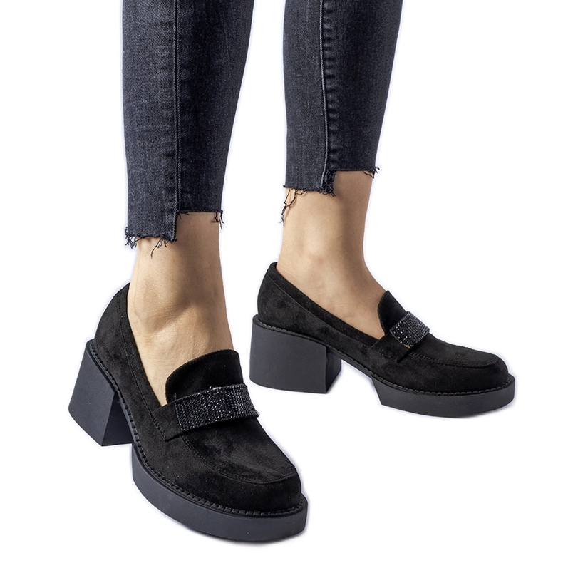 Czarne półbuty na masywnym słupku Harrisburg