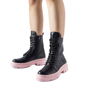 Czarne trapery na kolorowej podeszwie Quennie