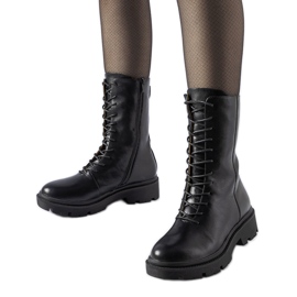 Czarne sznurowane botki workery Michel