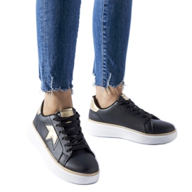 Czarno-złote sportowe sneakersy Fraggle czarne