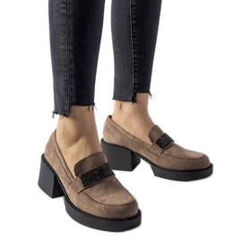 Brązowe mokasyny na masywnym słupku Harrisburg