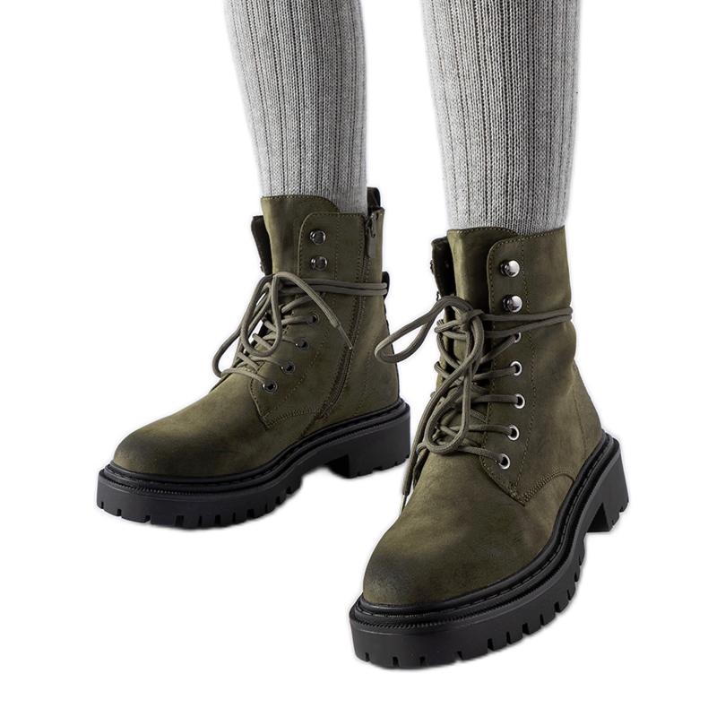 Zielone płaskie trapery z protektorem Brattle