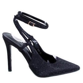 Szpilki wiązane z kamieniami Bonnie Black czarne