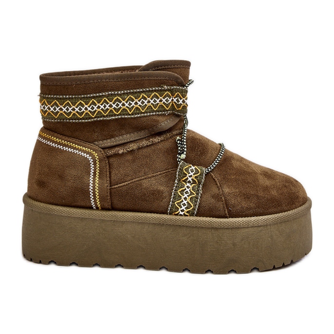 Damskie Śniegowce Na Grubej Podeszwie Z Wiązaniem Zielone Milson