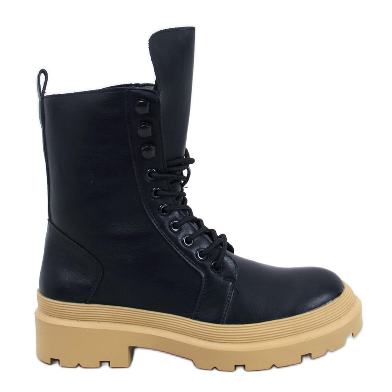 Botki sznurowane na protektorze Kinchs NERO/GIALLO czarne