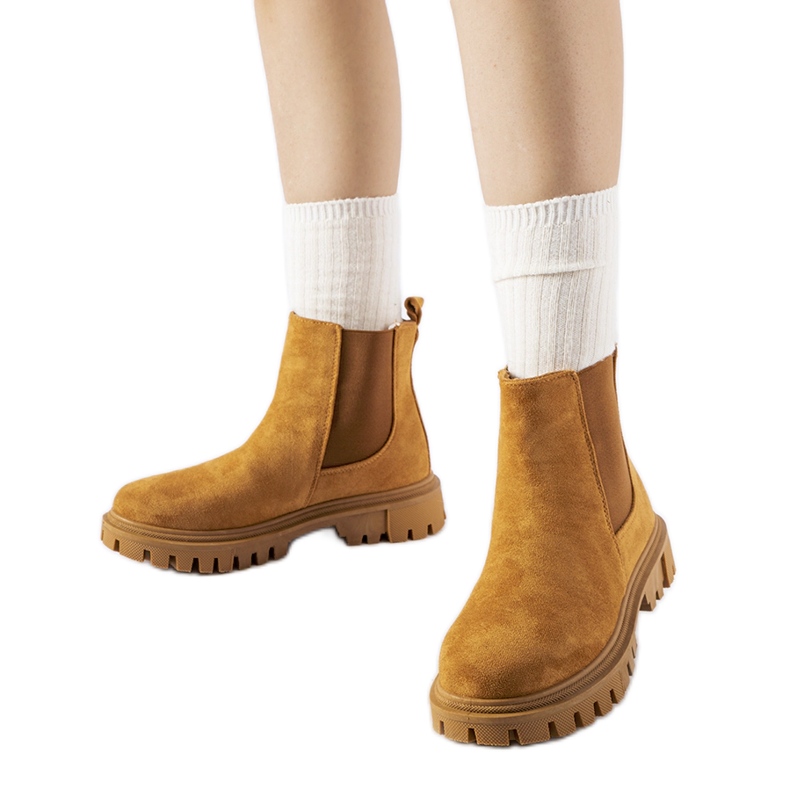 Karmelowe wsuwane botki Davenport brązowe