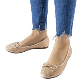 Beżowe baleriny ozdobione cyrkoniami Hulotais beżowy